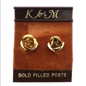 FREE W/VINTAGE PURCHASE! Vintage Gold Filled Rose Earrings NWT